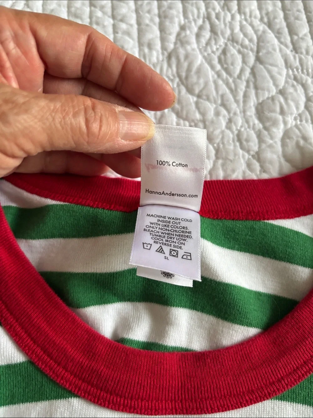 Hanna Andersson Women’s Cotton Christmas Holiday Green Striped Pajama Set Size M